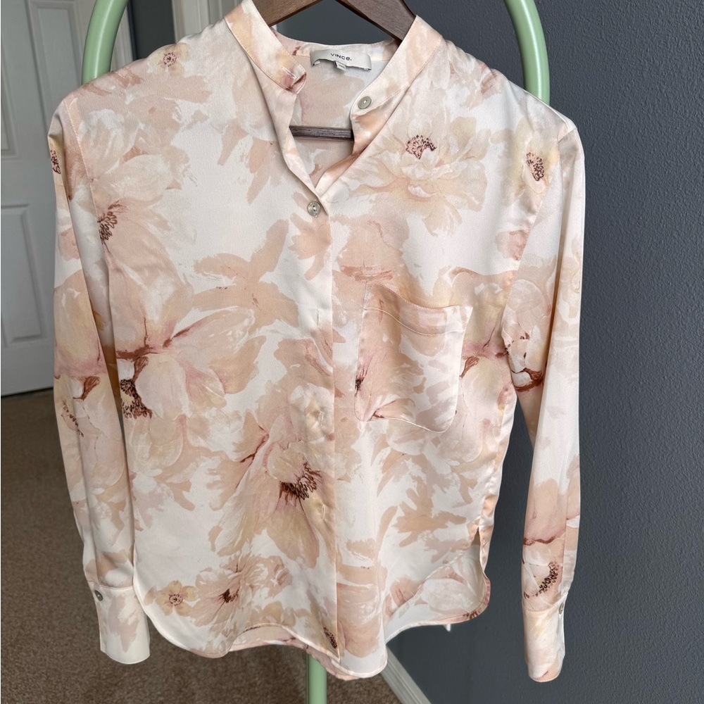Vince Silk Floral Button-Up Blouse